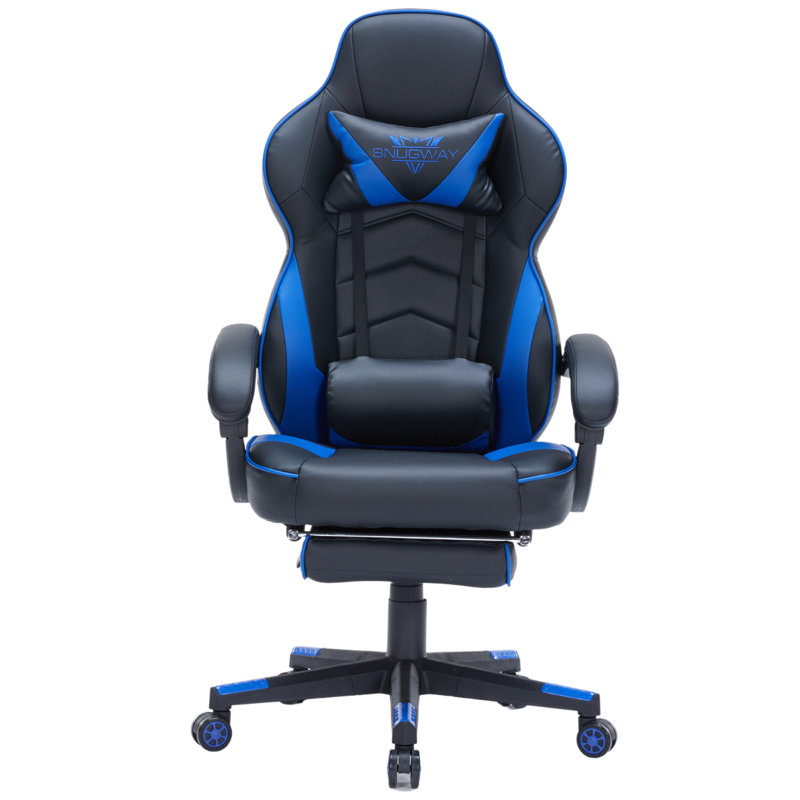 Recline Chair with Footrest Premium Comfort Video Gaming Chair for Prolonged Gaming JC Home Color Blue Black